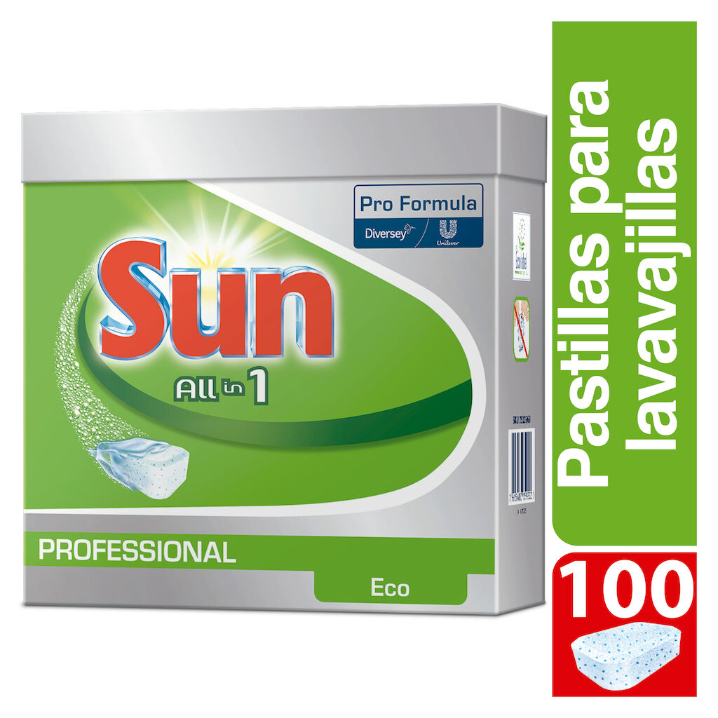 Sun Pro Formula All in 1 Eco 5x100unid - Detergente en pastillas para lavavajillas con etiqueta ecológica